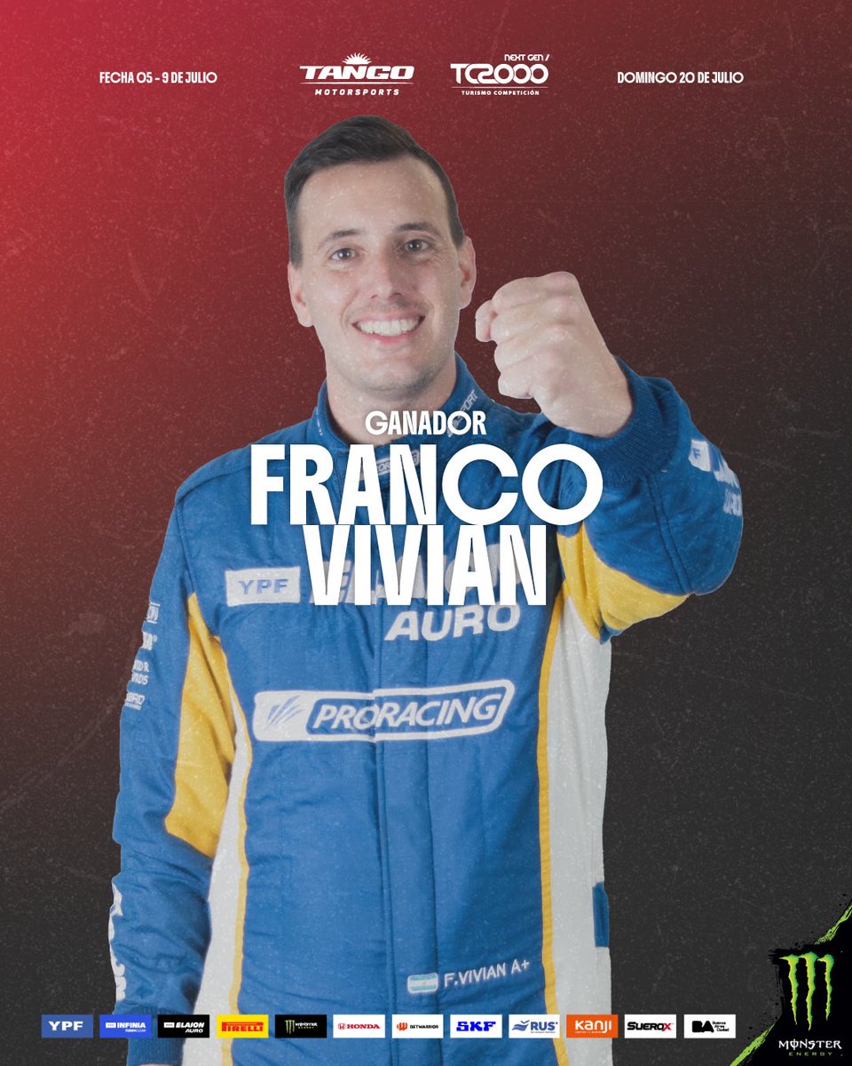 TC2000 (@supertc2000) on Twitter photo HOLA FRANCO 🥇
Qué lindo fin de semana, gracias 9 de Julio por el aguante.
Final TC2000 🏁
🥇 <a href="/francoevivian/">Franco Vivian</a>
🥈 @emilianostang
🥉 @morillofrancoo
Nos vemos en Roca 🫶🏁⚡️
#tc2000 #estoestc2000 HOLA FRANCO 🥇
Qué lindo fin de semana, gracias 9 de Julio por el aguante.
Final TC2000 🏁
🥇 <a href="/francoevivian/">Franco Vivian</a>
🥈 @emilianostang
🥉 @morillofrancoo
Nos vemos en Roca 🫶🏁⚡️
#tc2000 #estoestc2000