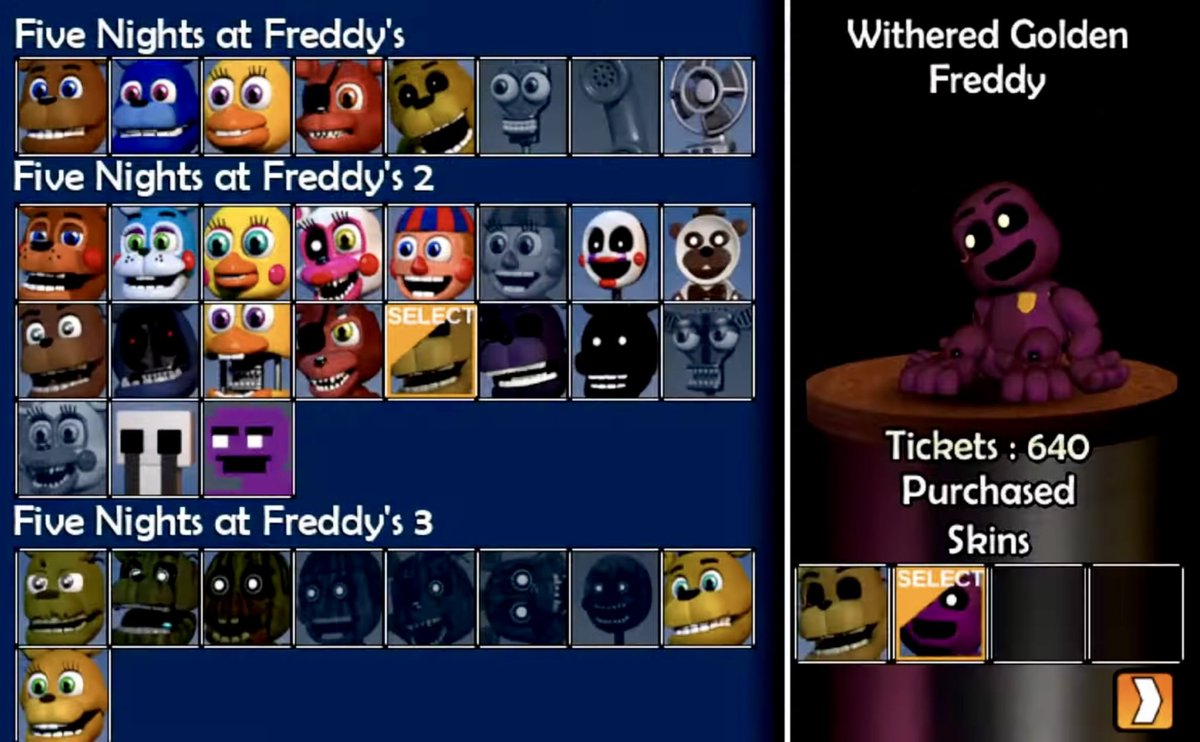 RoXo_1987's tweet image. Shout out to the FNAF World Refreshed team for including The Purple Guy Animatronic as a Golden Freddy skin π₯
I really like the attention to detail by showing how the character was created π
#FNAF #FiveNightsAtFreddys