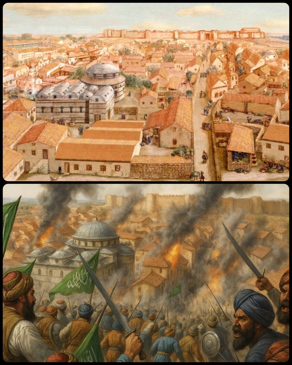 RomeInTheEast's tweet image. Amorium was a thriving Roman city in the 9th century, the birthplace of the reigning Emperor Theophilos. However, in 838 an unstoppable 80,000 man army of the Caliphate viciously destroyed the city.
Amorium was irreversibly touched by destruction, brutality, and ruthlessness!🧵