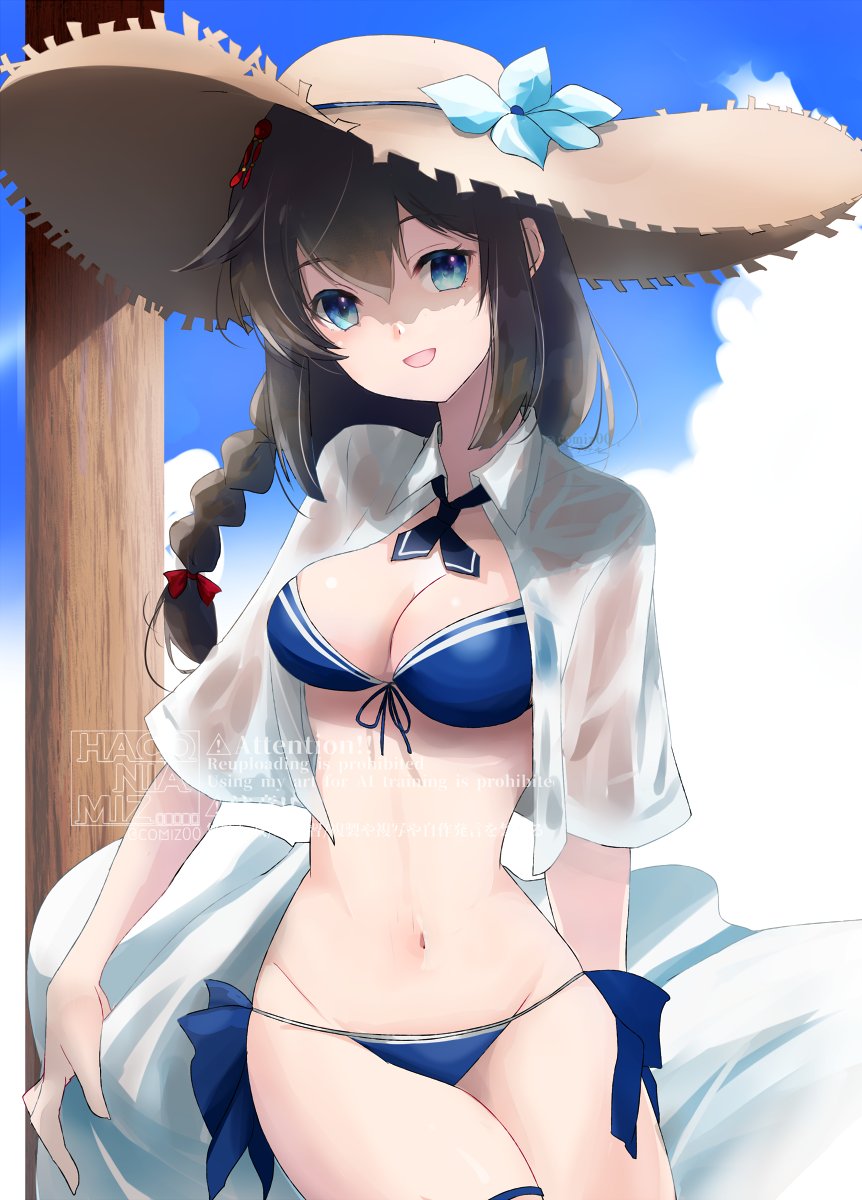 comiz00's tweet image. #三連休はフォロワーが増えるらしい 
時雨ちゃんの水着姿は素晴らしいね