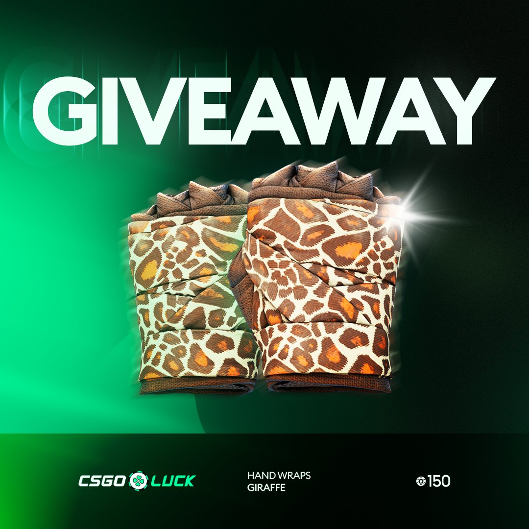 🎁$150 Hand Wraps | Giraffe💚

To enter:
✅Retweet &amp; Like,
✅Follow: <a href="/rgLyCS/">rgly</a>, <a href="/officialcsluck/">CSGOLuck.com</a>,
✅Tag a friend.

🍀Good Luck!
⏰Ends in 7 days!

#CS2 #CS2Giveaway