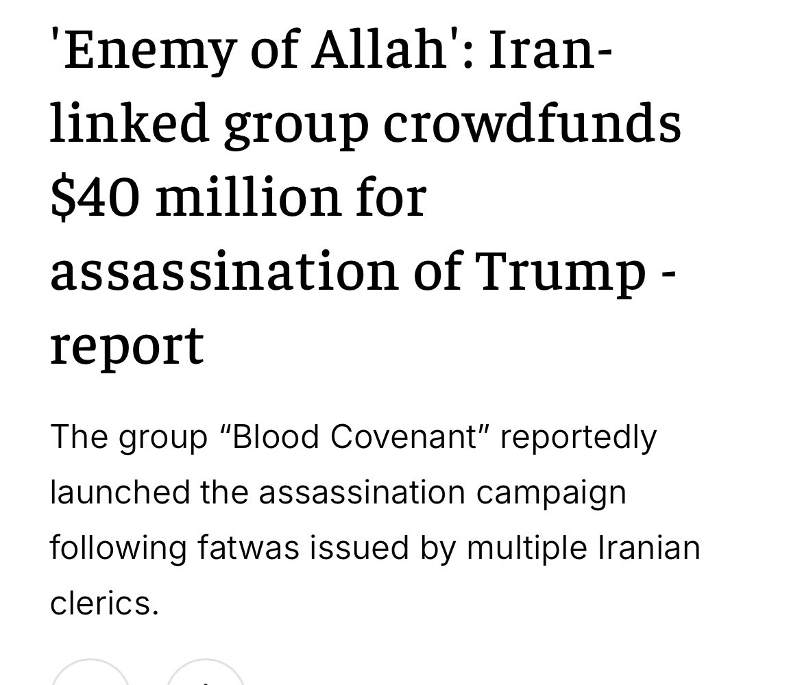 josettecaruso's tweet image. Iran is the enemy-
A crowdfunding effort, linked to a former employee of Iran’s state media, has raised $40 million as a bounty for the assassination of US President Donald Trump, The New York Post reported last Saturday.
The group “Blood Covenant” reportedly launched the…