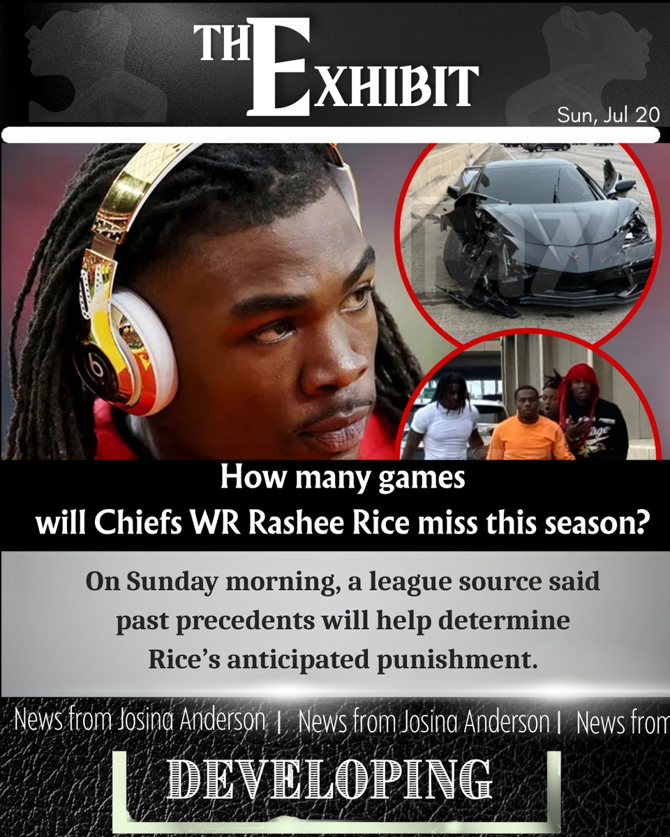 JosinaAnderson's tweet image. New: How many games will #Chiefs WR Rashee Rice miss this season? A league source told me this morning, the past will likely foreshadow the present.
A quick update below: