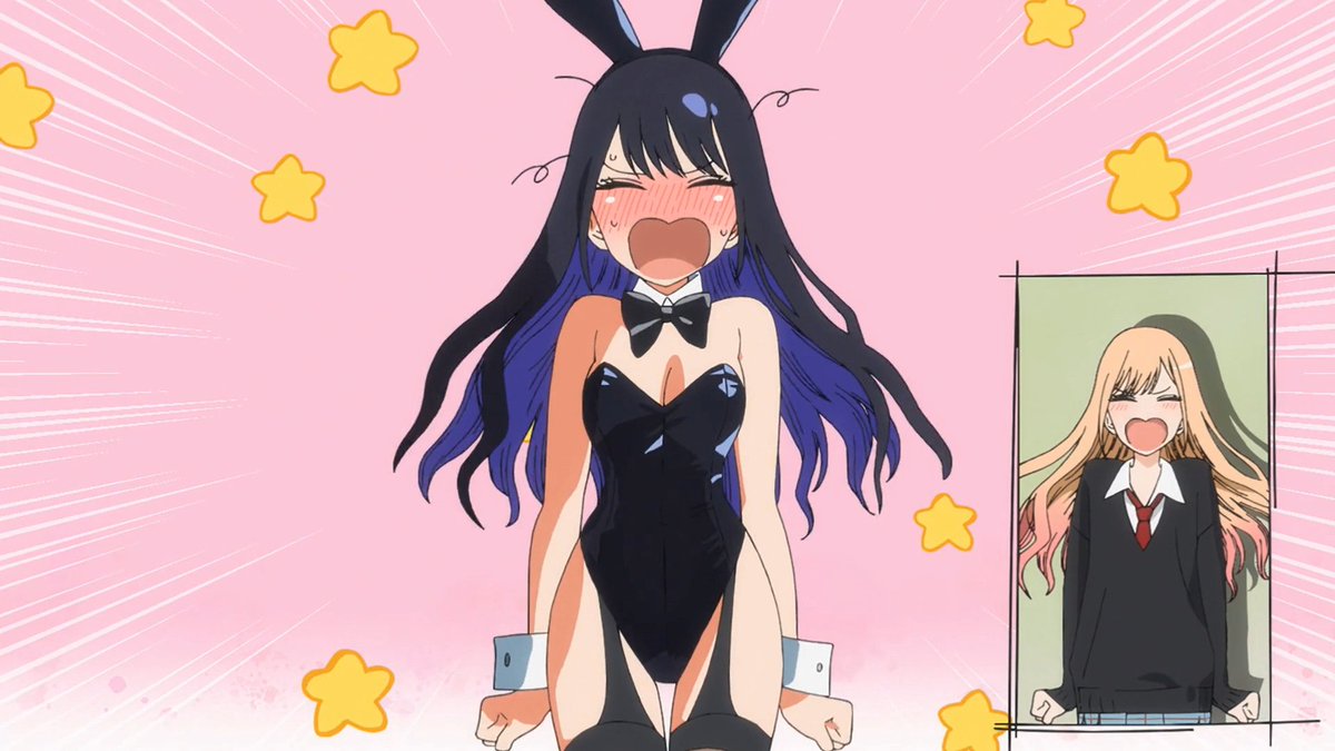 TLBBluejay's tweet image. I finally got to seeing My Dress-Up Darling Season 2, Episode 1. 🐇 Full of two of the world&apos;s greatest treasures: Marin Kitagawa and bunny girls!

Marin introduces to her cosplay craftsman, Wakana Gojo her next cosplay dream to portray Arisa Izayoi from We&apos;re The Tsukiyono ♡…