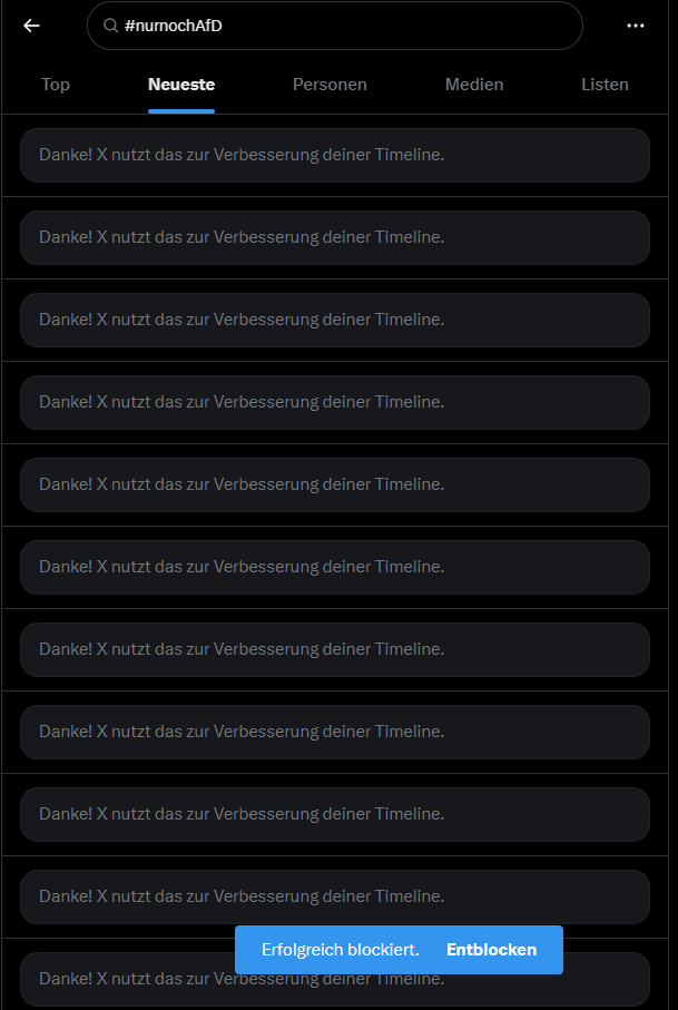 DJ Schlangemann (@zitze_bitte_) on Twitter photo Unter #nurnochAfD kann man jetzt schön durchblocken, danke <a href="/politicalbeauty/">Zentrum für Politische Schönheit</a>. Unter #nurnochAfD kann man jetzt schön durchblocken, danke <a href="/politicalbeauty/">Zentrum für Politische Schönheit</a>.