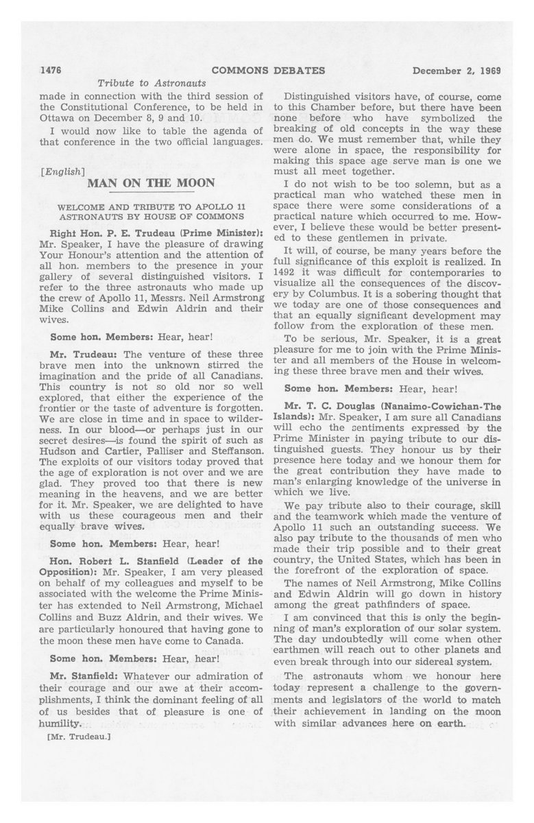 ParlCharlie's tweet image. On this day in 1969 they were on the moon. Later that year they were in the gallery of the Canadian House of Commons, arguably that's much cooler than being on the moon... right?! :p