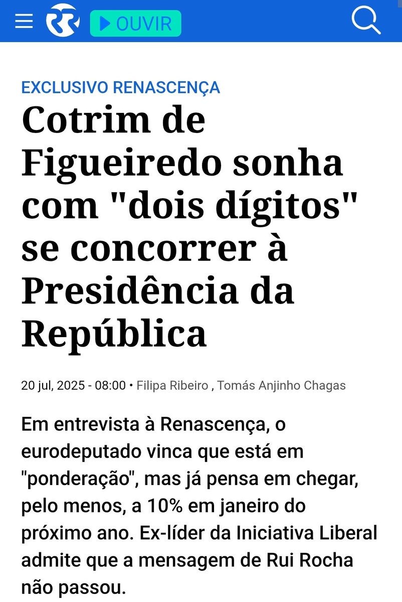 AzevedoAlves's tweet image. O pré-anúncio da candidatura presidencial de João Cotrim de Figueiredo é uma boa notícia. Depois do resultado nas eleições europeias, os dois dígitos devem ser objectivo mínimo. Perante a ausência de candidaturas fortes à direita, aspiração de JCF deve ser passar à segunda volta.