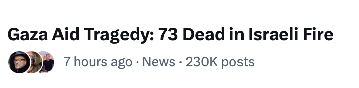 NicholasGuyatt's tweet image. Twitter news feed makes it sound as if Gazans tragically died in a house fire instead of being massacred in cold blood by the IDF and US mercenaries