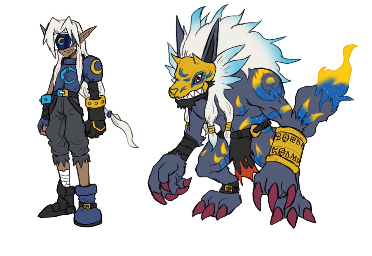 IdleCatGamer's tweet image. Druidmon and Lupinfaemon guardians of moonlight!!
#digimon #digimonfanart