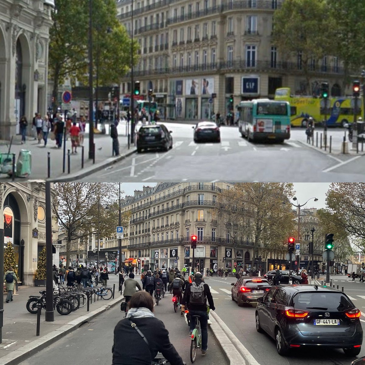 🚲 Paris’teyim.

Birkaç yıl önce otomobil trafiğiyle hatırladığım bu caddelerde artık bisikletler ön planda.

Şehir, ulaşım alışkanlıklarını sessiz sedasız dönüştürmüş.

Bisiklet yolları artık kaldırımlar kadar doğal, gündelik hayatın vazgeçilmez bir parçası.

İyi planlama,