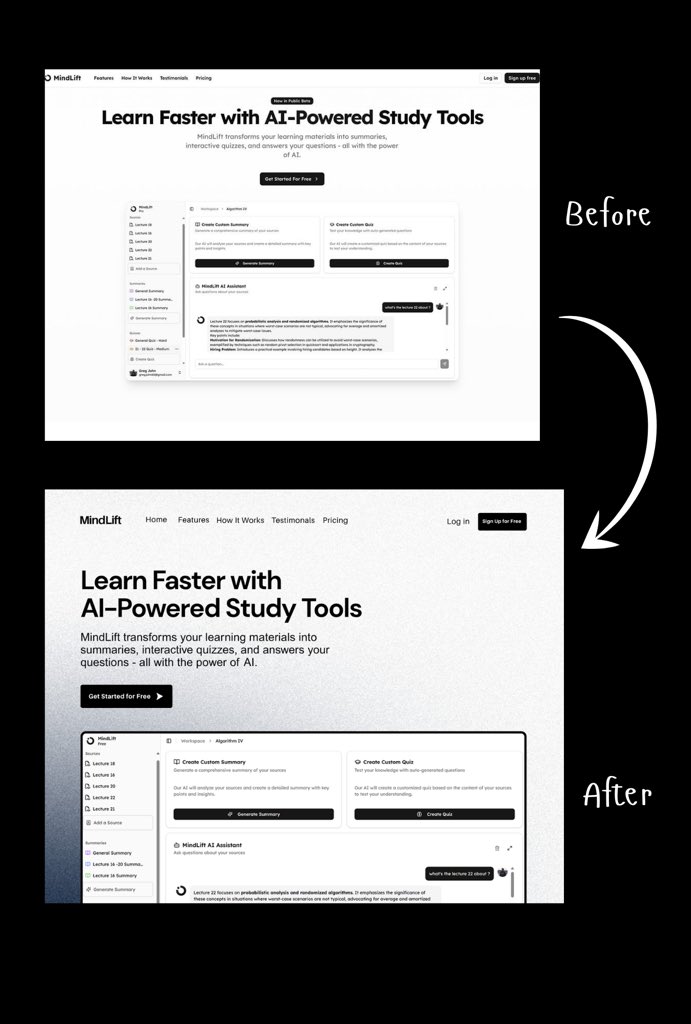 ThatEdoDesigner's tweet photo. MindLift has a great idea — “Learn faster with AI.”
I saw room to elevate the visuals, so I redesigned the hero section.
Would love to expand on it. What do you think?
#uiux #webdesign #saasdesign #redesign #heroexploration https://t.co/Qe4MrwF4Ja