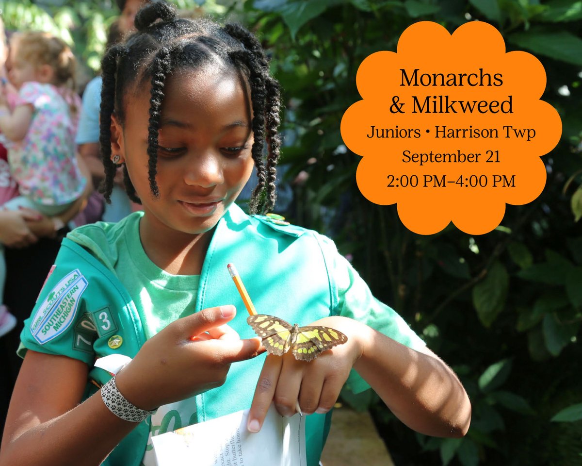 🦋 Hey, Juniors! Join us at Lake St. Clair Metropark to earn your Flowers Badge by becoming a botanist and a lepidopterist for the day. A what? A lepidopterist - a butterfly scientist!

🦋 REGISTER NOW: bit.ly/44UJNTp