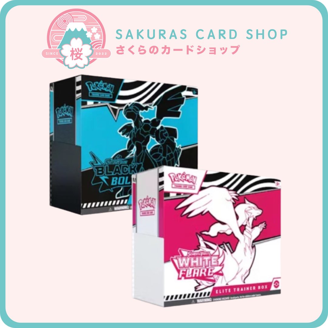 SakurasCardShop's tweet image. 🌸GIVEAWAY TIME🌸
1 winner will receive 1 Black Bolt & 1 White Flare ETB!
How to enter:
✅ Follow @SakurasCardShop
✅RT this post
✅Comment your favorite SHINY pokemon!👀
Winner will be drawn 08/01
Open to US residents only.