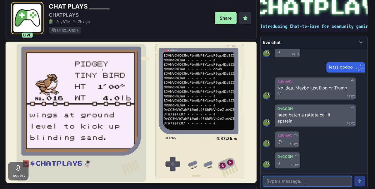 CHAT PLAYS _______ tweet media