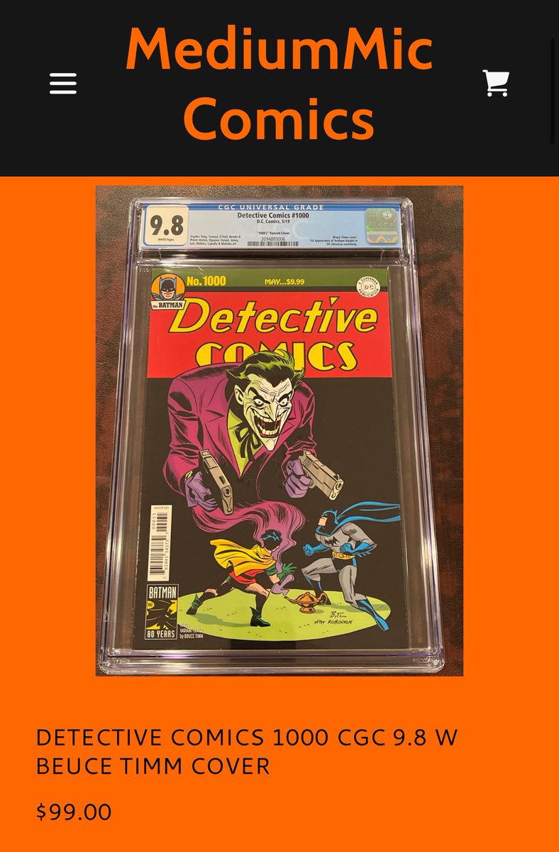 mediummic's tweet image. Added to MediumMicComics.com for under last sold which was $150 on ebay. No sales tax on mine and free t-shirt. Lots of other great slabs to check under the “WALL BOOKS” in the shop.