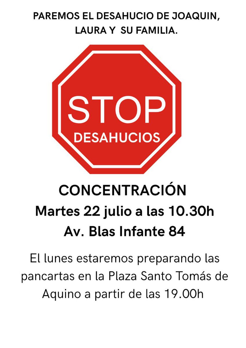 Nuestra concejala <a href="/Kika_Jerez/">Kika Jerez</a> junto a la familia de Joaquín y Laura comparecerá mañana ante los medios de comunicación en la puerta de CaixaBank de calle Larga para denunciar el desalojo de su vivienda a pesar de las ofertas y alternativas ofrecidas por la familia.