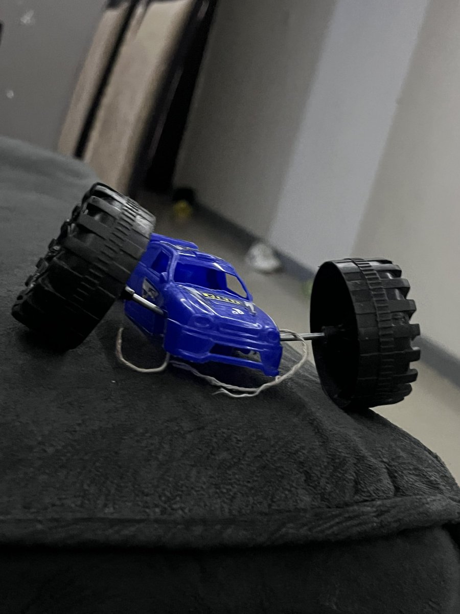 Today he’s building a monster truck with a race car. He’s calling it a monster race car