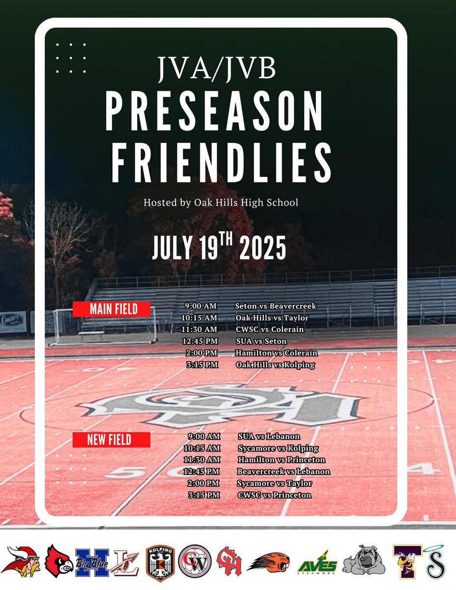 OakHillsWSOC's tweet image. Thank you to the 11 other programs for making our 1st annual JVA/JVB Westside Friendlies a great event!

We wish everyone the best of luck this fall! See you next year!