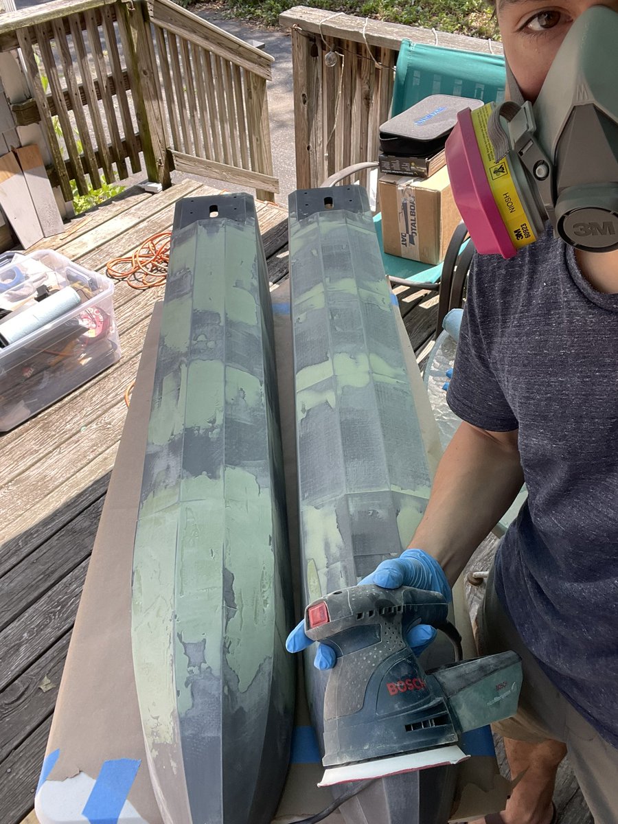 chris_dalke's tweet image. Sundays are for sanding until you can’t feel your hands - using totalboat fairing compound over PLA print
