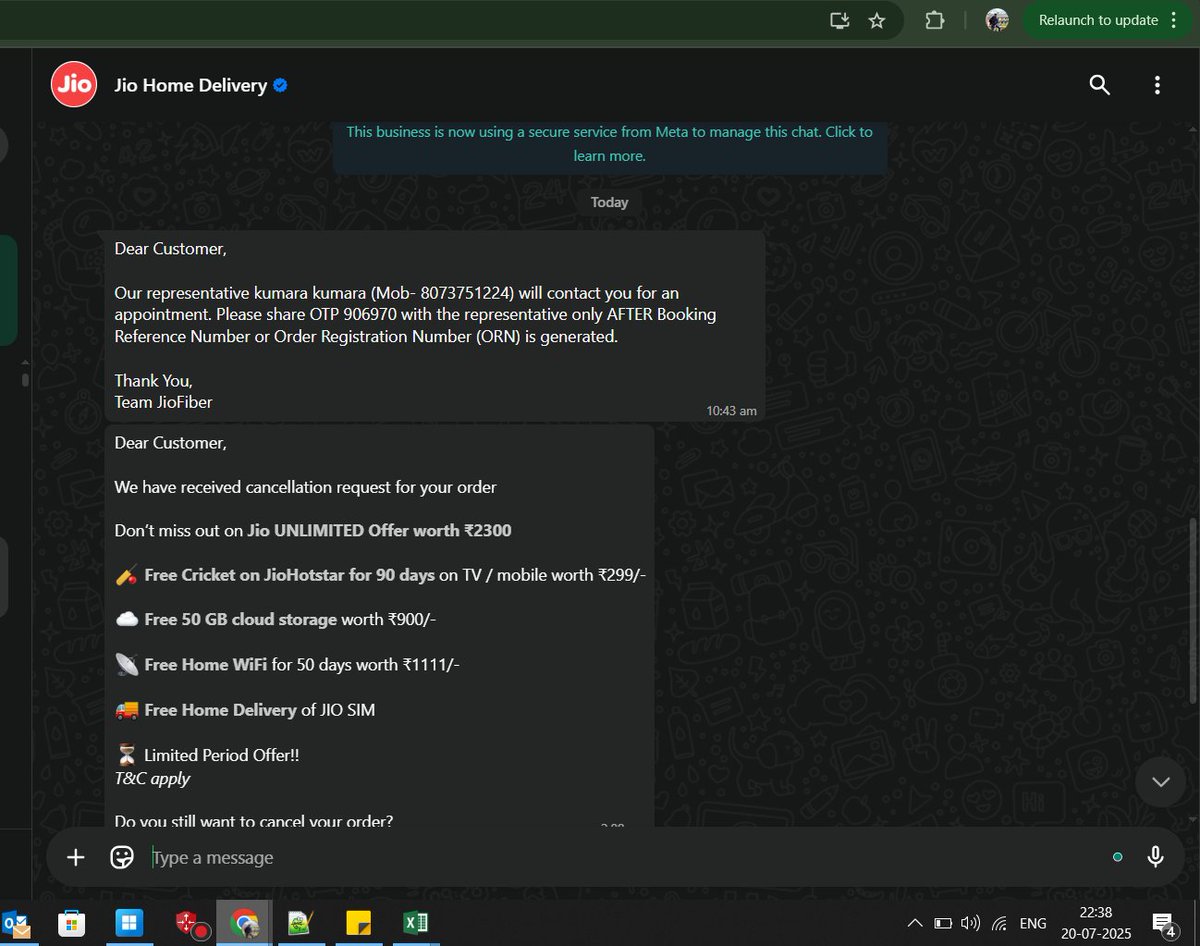 bro2code's tweet image. 🚨 @JioCare @reliancejioI applied for Jio Fiber connecton via jio app within minutes I was contacted on WhatsApp &amp;amp; scammed ₹2474 by someone claiming to be a Jio engineer. Your rep shared my number or worse. No help from support. and Twitter team promised a callback nothing yet