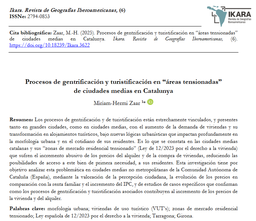 Ikara. Revista de Geografías Iberoamericanas (@revistaikara) on Twitter photo 🖋️Procesos de gentrificación y turistificación en “áreas tensionadas” de ciudades medias en Catalunya
👩💻<a href="/MiriamZaar/">Miriam Zaar</a> <a href="/UniBarcelona/">Universitat de Barcelona</a>
DOI: doi.org/10.18239/Ikara… 🖋️Procesos de gentrificación y turistificación en “áreas tensionadas” de ciudades medias en Catalunya
👩💻<a href="/MiriamZaar/">Miriam Zaar</a> <a href="/UniBarcelona/">Universitat de Barcelona</a>
DOI: doi.org/10.18239/Ikara…