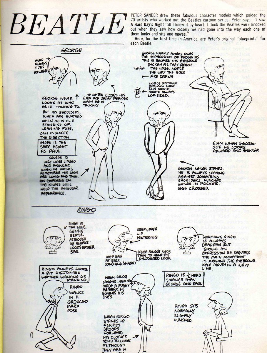 Blueprints for the cartoon characters of the Beatles by The Beatles Fanzine, Strawberry Fields Forever (1964)