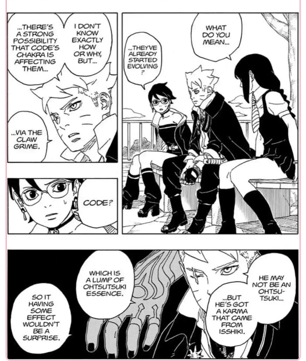 GhostGam1's tweet image. Code’s karma is the reason for Jura’s appearance and behavior. Even tho Code’s karma doesn’t have Isshiki’s power, it still provides him with Isshiki’s strength, flight and speed. And it seems it also gave Jura Isshiki’s physical appearance.