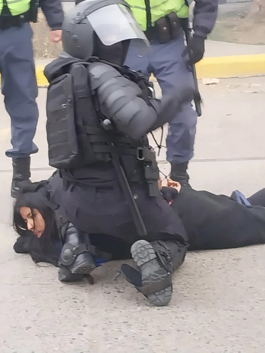 CoNAT_Arg's tweet photo. ‼️Urgente: represión frente a la casa de Gobierno en Neuquén.
Detuvieron a autoridades de la comunidad mapuche y a la compañera Melina Schierloh de @ADUNC_  . Toda nuestra solidaridad y exigimos la inmediata liberación de lxs detenidxs. Basta de represión a la protesta social!!! https://t.co/obtlSKhbY5