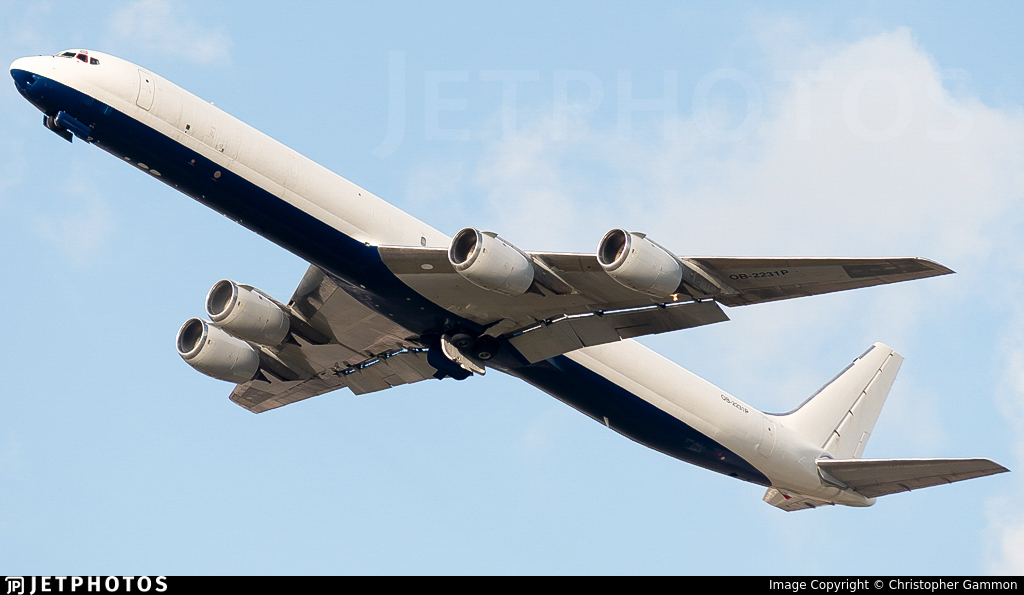 JetPhotos's tweet image. A Skybus Jet Cargo DC-8 departing Miami. jetphotos.com/photo/11762833 © Christopher Gammon