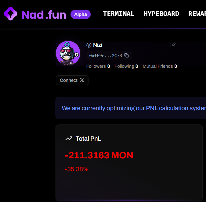 nizisol's tweet image. Oh my goodness, my poor trading skill at Naddotfun. Others get green kk $MON, me red🥲

@monad #monad_testnet_mon
