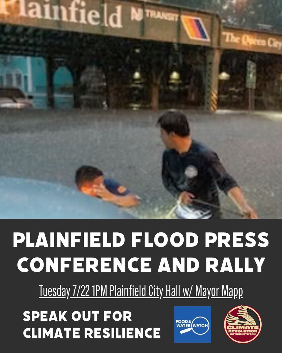 BenDziobek's tweet image. Two Plainfield residents were killed in last week’s flood. They were just trying to get to bingo. Their lives were stolen by a system that refuses to act, and communities like Plainfield are left to carry the cost.
Join us 7/22 at 1PM at Plainfield City Hall with Mayor Mapp.