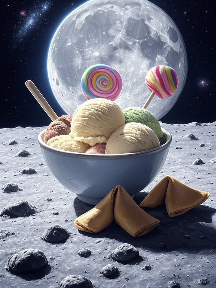 TaylorRGrayAuth's tweet image. Happy Moon Day, Space Exploration Day, Lollipop Day, Ice Cream Day, and Fortune Cookie Day Everyone!
#MoonDay #SpaceExplorationDay #FortuneCookieDay #IceCreamDay #LollipopDay #DailyHolidays
Image by @grok