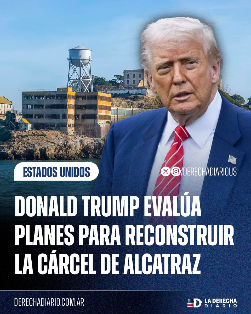 🚨🇺🇸 | Donald Trump avanza con su plan para reabrir Alcatraz como prisión de máxima seguridad:  Su fiscal general, Pam Bondi, y el secretario del Interior, Doug Burgum, recorrieron la isla esta semana. El gobierno ya evalúa tres modelos y prepara un presupuesto de USD $2.000