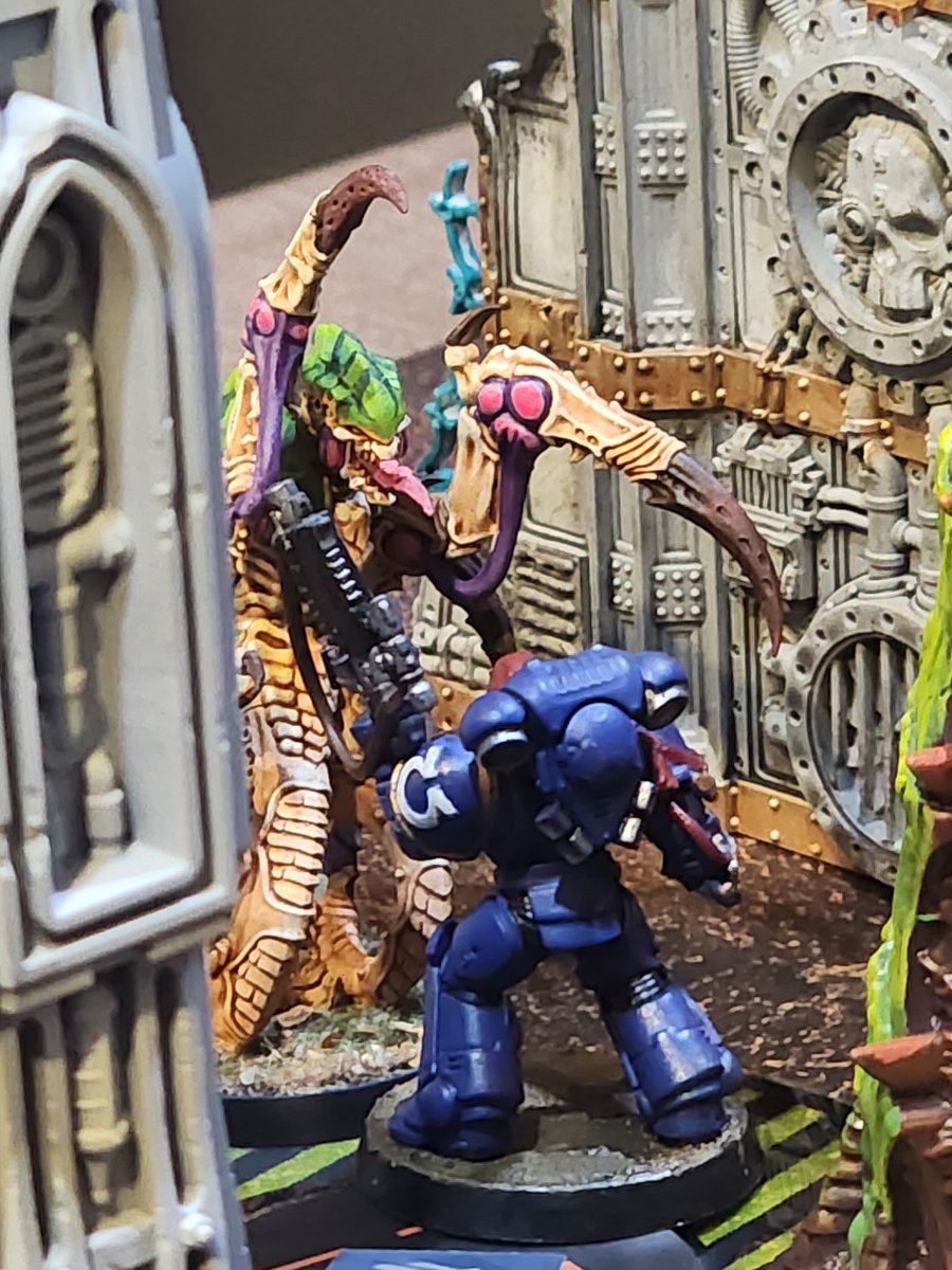 Mick19988's tweet image. First game with Raveners. The Felltalon did extra work by eating two Space Marines in one activation. #warhammer40000 #Warhammer