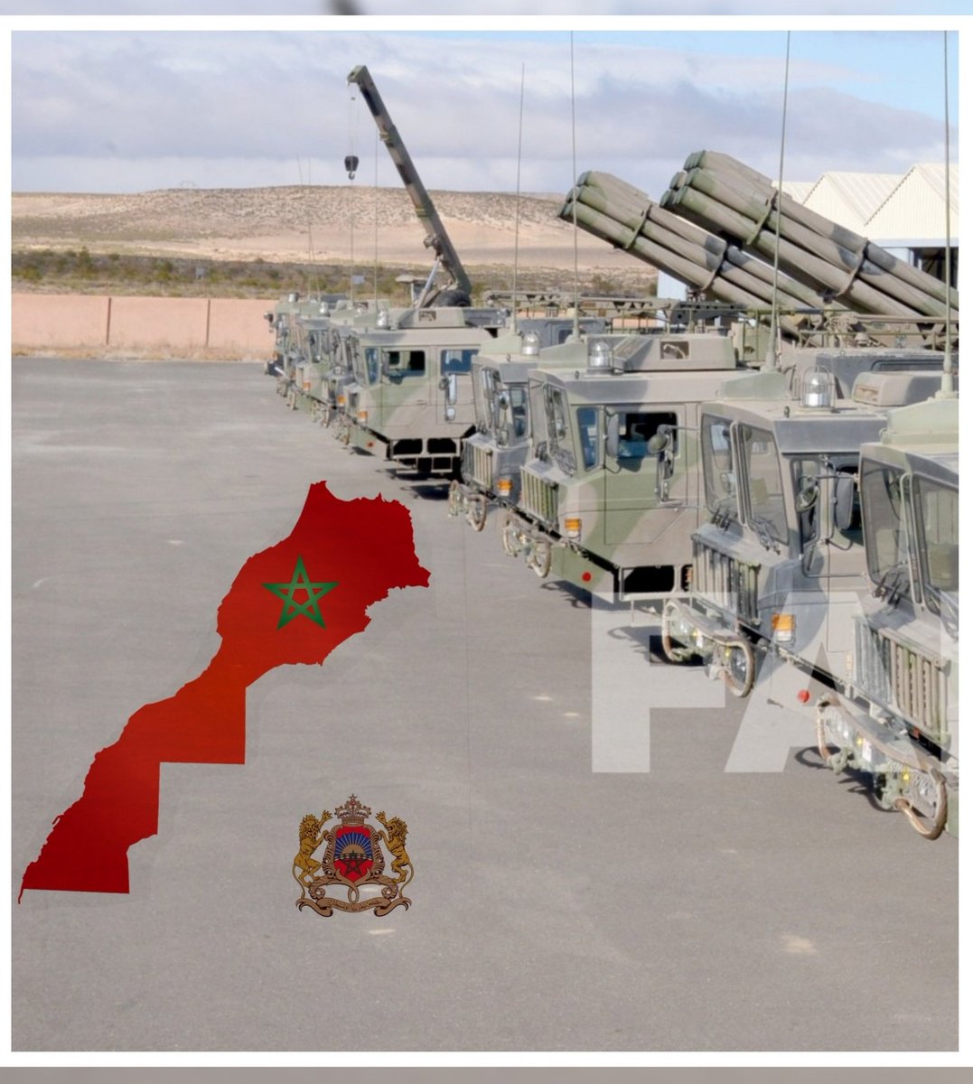 #Moroccan #Army 🇲🇦 PHL-03 Multiple Launch #Rocket System #Maroc 

A PHL-03 battery is composed of 4 launcher units and 8×8 support trucks (Recovery/Reloading #trucks...) 

#Morocco had acquired 12 batteries of this system from #China, a total of 48 launchers.