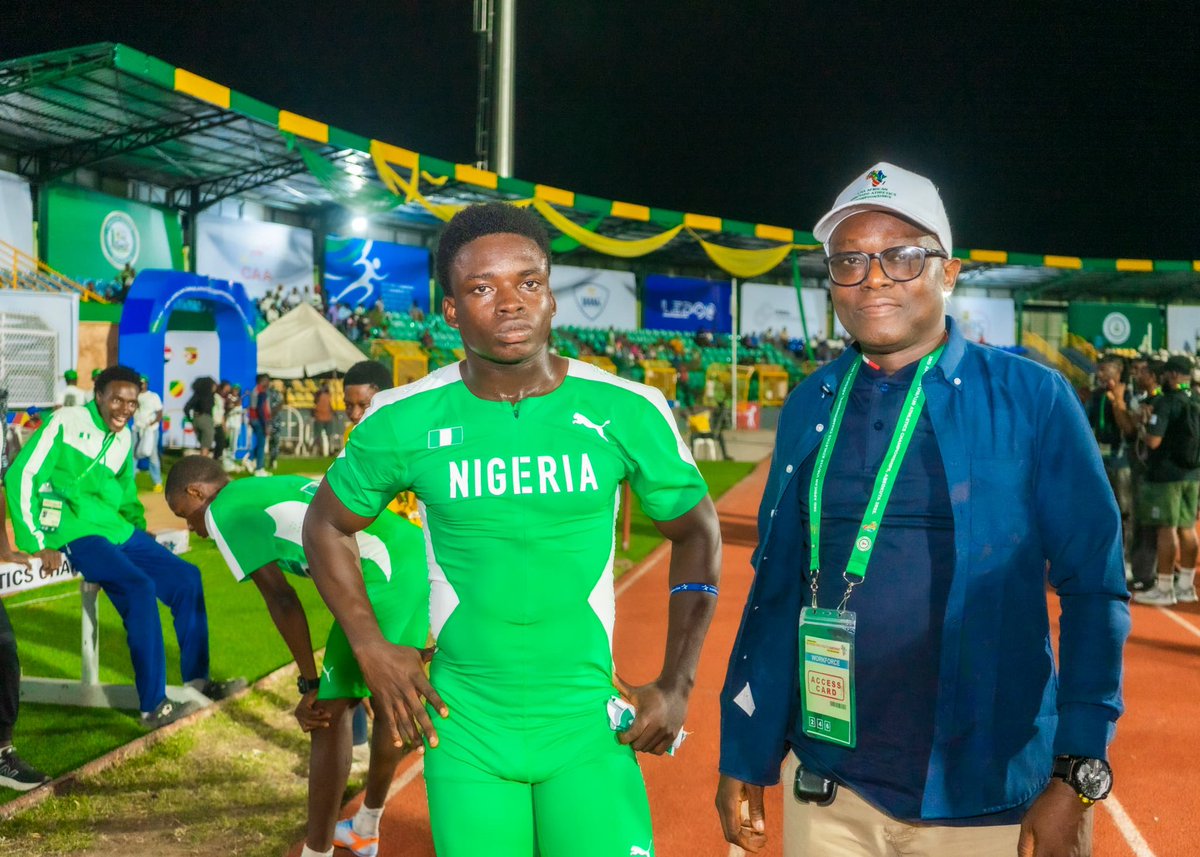 Woye (@woye1) on Twitter photo Abeokuta 2025 U18/U20 African Athletes Championships: LATEST
2: Nigerians are dancing and celebrating as the Chairman <a href="/NatSportsComm/">National Sports Commission</a> <a href="/ShehuDikko/">Shehu Dikko</a> celebrating with the champions.
3: I look forward to the Okanlomo Eleyi Poju of Ogun State <a href="/DapoAbiodunCON/">Prince Dr. Dapo Abiodun, CON</a> to reward them Abeokuta 2025 U18/U20 African Athletes Championships: LATEST
2: Nigerians are dancing and celebrating as the Chairman <a href="/NatSportsComm/">National Sports Commission</a> <a href="/ShehuDikko/">Shehu Dikko</a> celebrating with the champions.
3: I look forward to the Okanlomo Eleyi Poju of Ogun State <a href="/DapoAbiodunCON/">Prince Dr. Dapo Abiodun, CON</a> to reward them