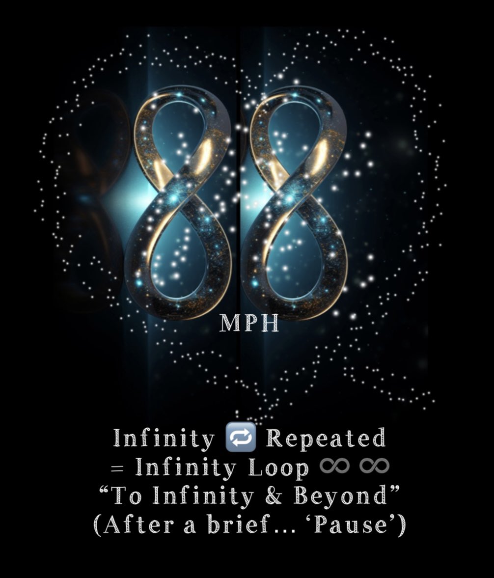 LoveWorldPeace9's tweet image. "If my calculations are correct, when this baby hits eighty-eight miles per hour... you're gonna see some serious sh*t." - #DocBrown 88mph  #OutATime ✅  #88mph #BackToTheFuture

  8 is Infinity #Infinity
88 = Infinity 🔁 Repeated
88 = Infinity LOOP ♾️
“To Infinity &amp;amp; Beyond!”