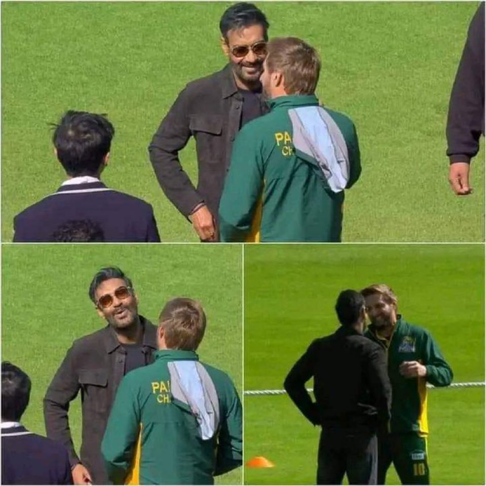 Voice of Hindus (@warlock_shubh) on Twitter photo You can't trust on any Bollywood celebrities, Now Ajay Devgan is talking with Pakistani terrorist Shahid Afridi. 
Any words for these celebrities! You can't trust on any Bollywood celebrities, Now Ajay Devgan is talking with Pakistani terrorist Shahid Afridi. 
Any words for these celebrities!