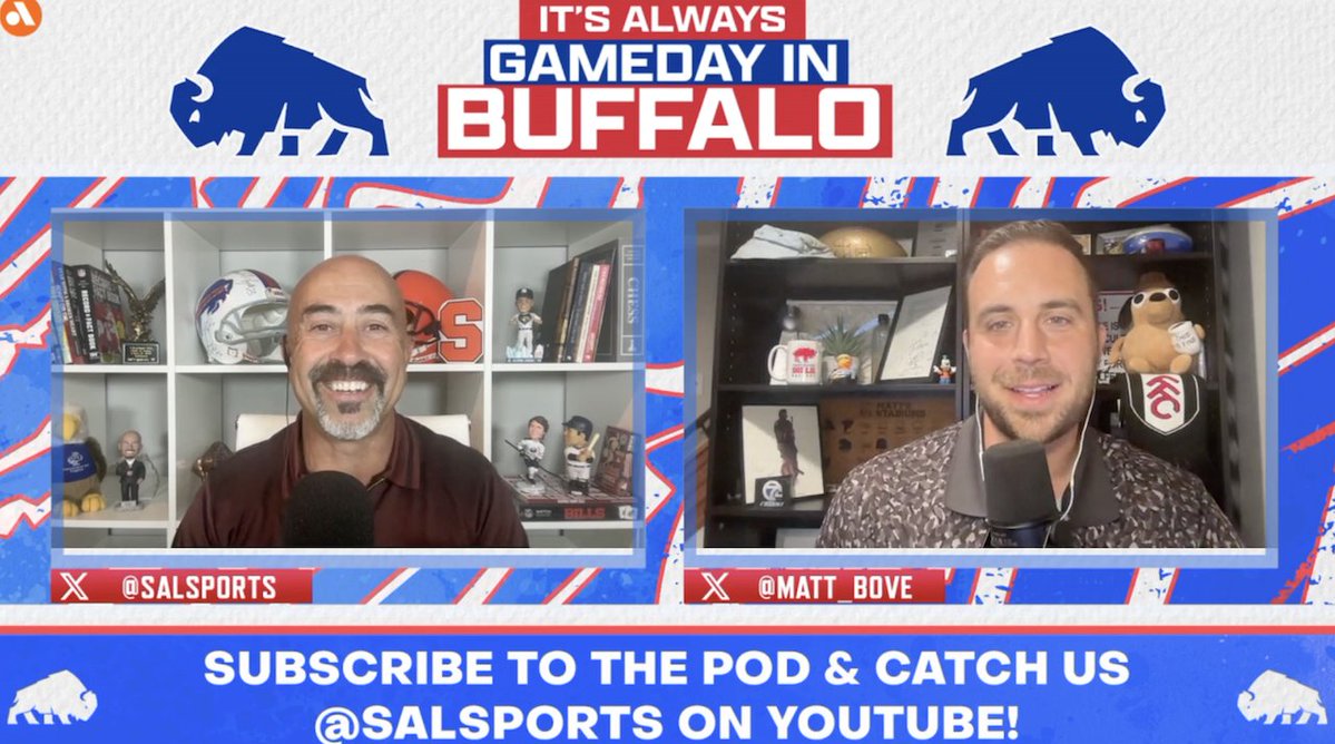 SalSports's tweet image. 🚨WAKE UP! Bills training camp is here!
@Matt_Bove and I have one final preview on a brand new Always Gameday in Buffalo podcast!
📝 Storylines we'll be watching
🚨 Injuries that could impact start of camp?
🏈 Noteworthy position battles, and more!
youtu.be/K2v0SXUPJO8