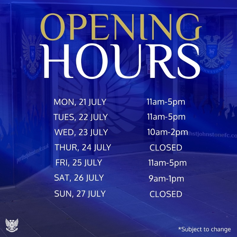 🗓 Here's your Saints shop and visitor centre opening times for the week ahead. 

Come visit us at 45 High Street 👋

#SJFC