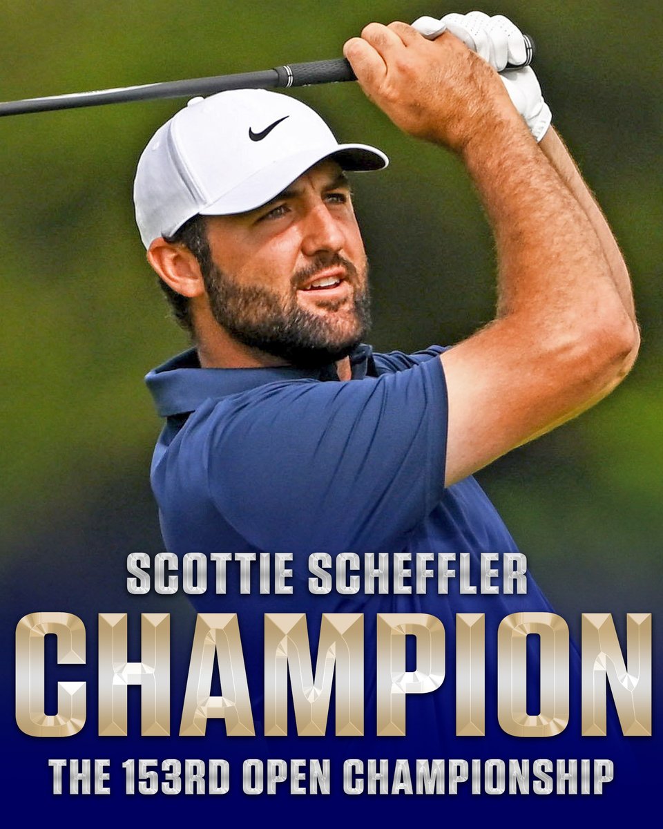 GolfChannel's tweet image. INEVITABLE GREATNESS. 🏆😤
Scottie Scheffler wins The Open for his FOURTH major championship!