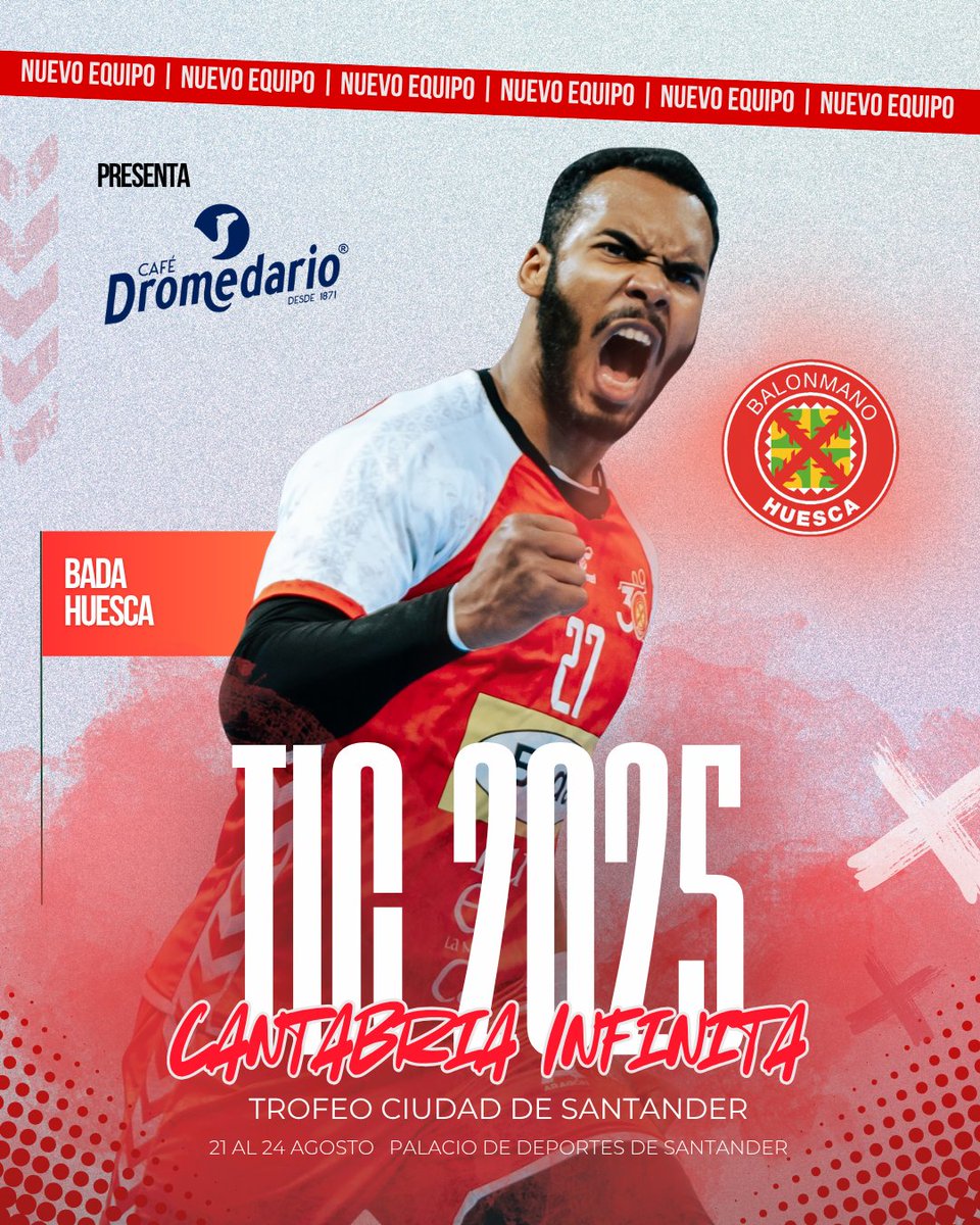 Fed. Cántabra de BM (@fcantabrabm) on Twitter photo ➕ Otro equipo que se estrena en el #TICCantabriaInfinita 🏆 Ciudad de Santander será el @bmhuesca
🔴 El conjunto oscense, de <a href="/ASOBAL/">Liga ASOBAL</a>, se suma por primera vez al Torneo Internacional de Clubes.
🤝🏼 𝗣𝗿𝗲𝘀𝗲𝗻𝘁𝗮 <a href="/grupodromedario/">Café Dromedario</a>
🇵🇱 #TerritorioBalonmano #CantabriaApetece ➕ Otro equipo que se estrena en el #TICCantabriaInfinita 🏆 Ciudad de Santander será el @bmhuesca
🔴 El conjunto oscense, de <a href="/ASOBAL/">Liga ASOBAL</a>, se suma por primera vez al Torneo Internacional de Clubes.
🤝🏼 𝗣𝗿𝗲𝘀𝗲𝗻𝘁𝗮 <a href="/grupodromedario/">Café Dromedario</a>
🇵🇱 #TerritorioBalonmano #CantabriaApetece