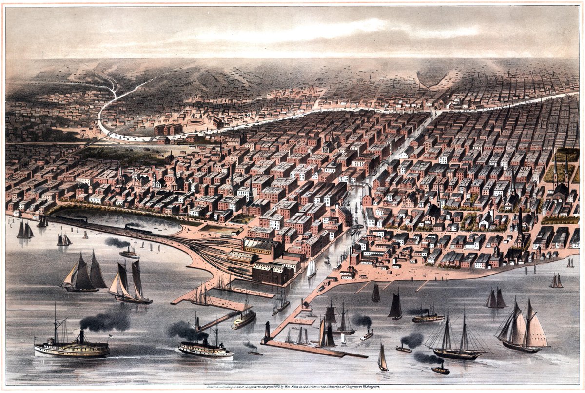 vintagemapstore's tweet image. Chicago, Illinois, USA, as it was right before the great fire - c. 1871