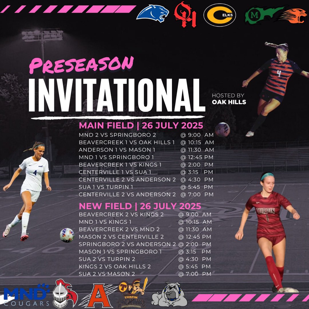 OakHillsWSOC's tweet image. We look forward to hosting the following programs this wekeend! Each program will get to play round robin games for Varsity and JVA.

Anderson 
Beavercreek 
Centerville 
Kings 
Mason
MND
Oak Hills 
Springboro 
SUA
Turpin
