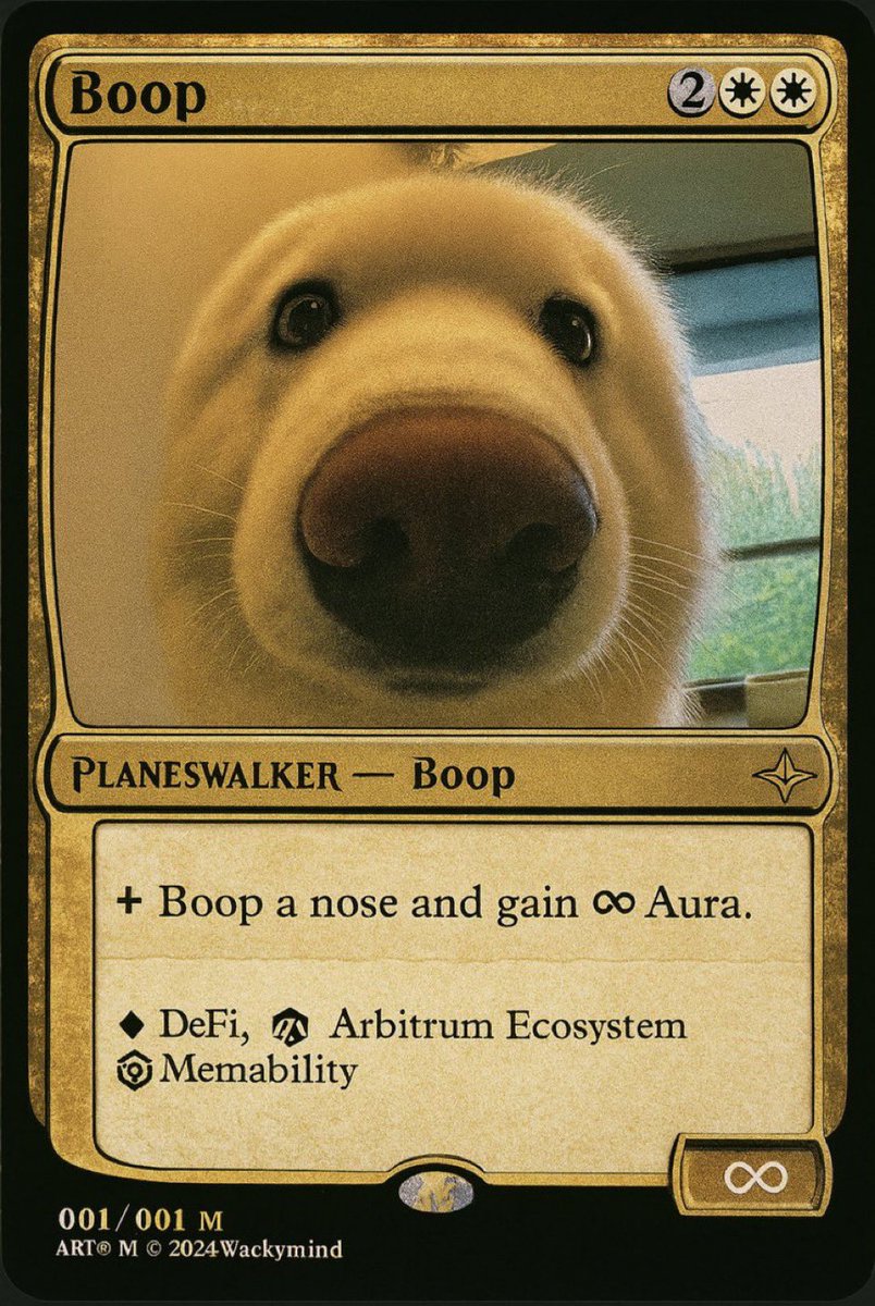 boopthecoin's tweet image. boop the nose for to gain infinite aura

Only usable in the Arbitrum Land of Liquidity.