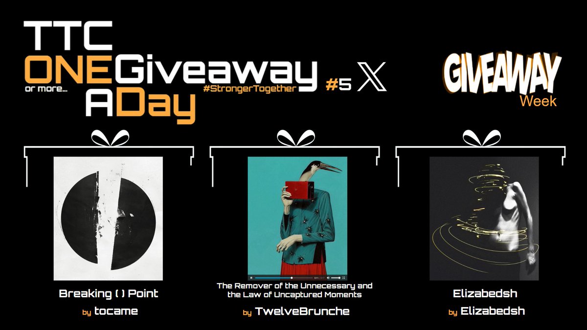 TheTezosCommunity (@thetezos) on Twitter photo ONE GIVEAWAY A DAY 🎉 GA #5
🥇1 winner
🎁3 prizes by <a href="/tocame_munich/">TOCA ME</a> <a href="/TwelveBrunches/">R▲ND✜M⦿P☻LIS/Randomopolis - live on @objktone</a> and <a href="/Elizabedsh1/">Elizabedsh</a> donated by <a href="/itsjustion/">ion</a> are up for grabs! 🔗🧵⬇️
To enter just:
- Follow <a href="/TheTezos/">TheTezosCommunity</a>
- Like and RT this post
- Comment your #Tezos wallet and tag one or more friends
Winner will ONE GIVEAWAY A DAY 🎉 GA #5
🥇1 winner
🎁3 prizes by <a href="/tocame_munich/">TOCA ME</a> <a href="/TwelveBrunches/">R▲ND✜M⦿P☻LIS/Randomopolis - live on @objktone</a> and <a href="/Elizabedsh1/">Elizabedsh</a> donated by <a href="/itsjustion/">ion</a> are up for grabs! 🔗🧵⬇️
To enter just:
- Follow <a href="/TheTezos/">TheTezosCommunity</a>
- Like and RT this post
- Comment your #Tezos wallet and tag one or more friends
Winner will