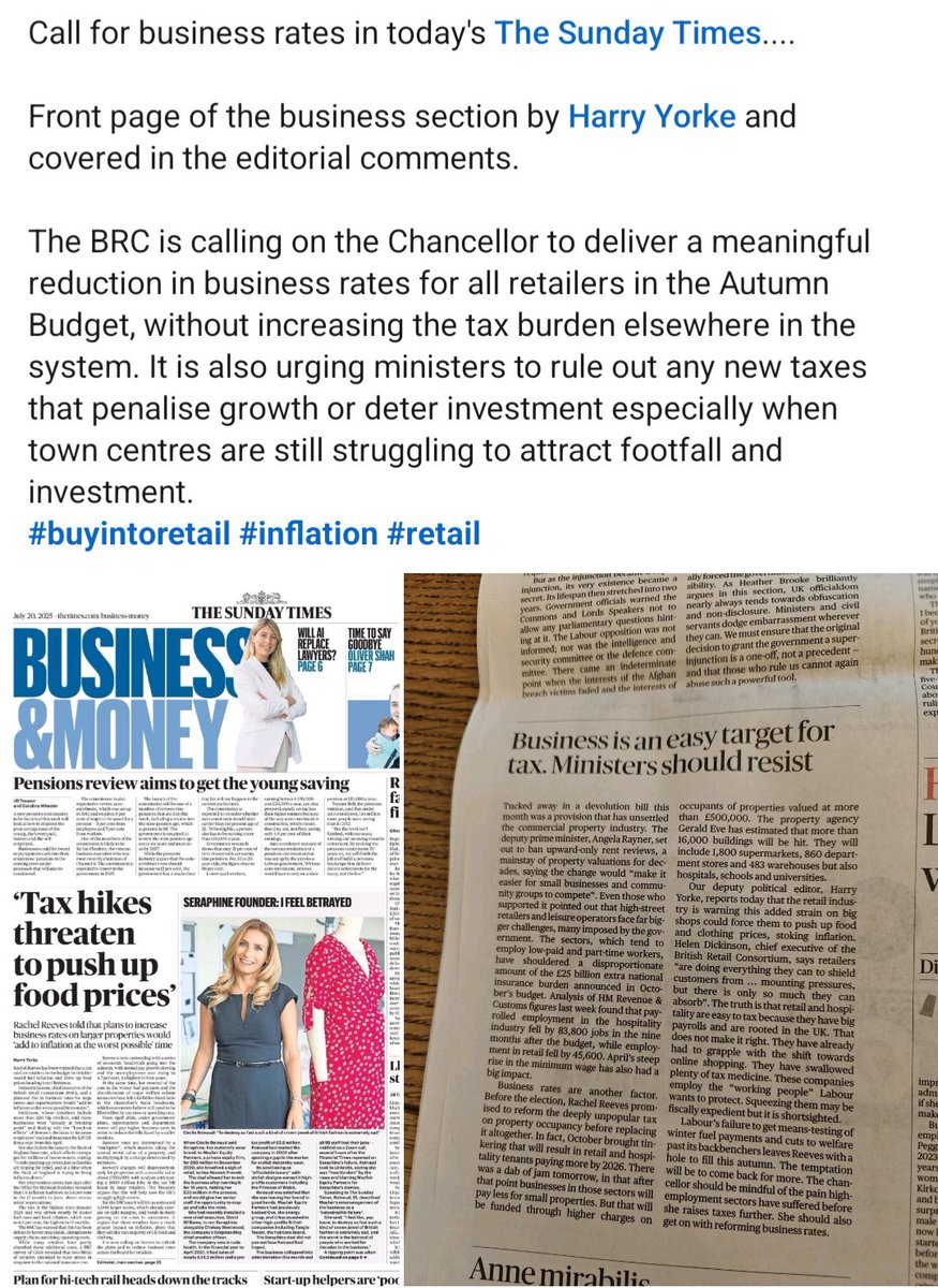 kientan74's tweet image. 🛍️ I can understand why the BRC is asking for lower business rates without anyone else paying more tax... But, given the Chancellor keeps telling us there's no money, this is a bit like asking for a council tax revaluation where nobody pays more. Nothing will change.