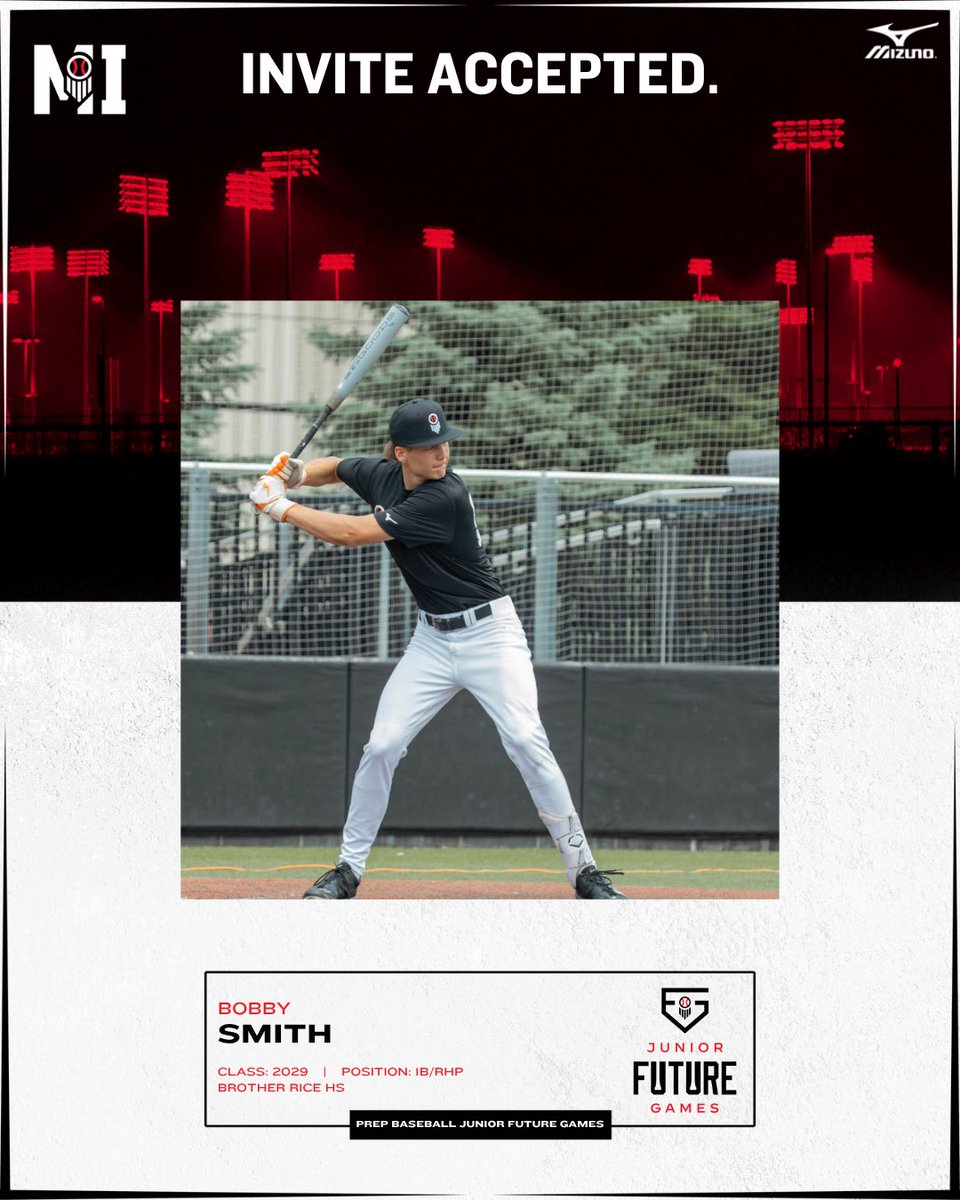 𝙄𝙣𝙫𝙞𝙩𝙚 𝘼𝙘𝙘𝙚𝙥𝙩𝙚𝙙 ✅

2029 1B/RHP Bobby Smith (Brother Rice) is headed to LakePoint for #PBJFG25 

6-4 two-way flashed big power potential at the plate at JSG

<a href="/Bobbysmith33BB/">Bobby Smith</a> | <a href="/BRiceBaseball/">Brother Rice Baseball</a>