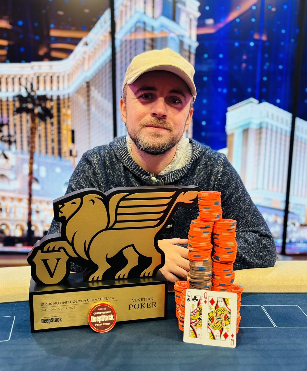 Congratulations to Patrick Leonard of the United Kingdom who was the outright winner in our DeepStack Championship Event #90 $1,600 NLH UltimateStack $750,000 guarantee on 7.19.25

Patrick takes home the DeepStack Championship gold coin, the trophy, and $164,108