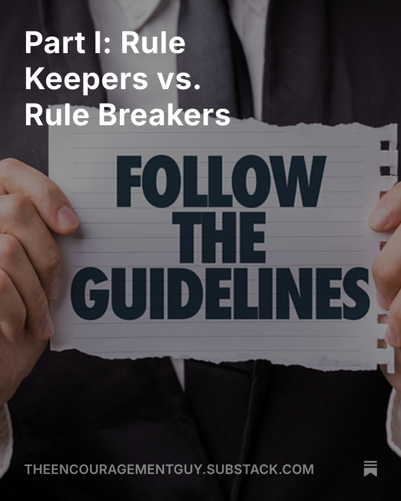 TheEncourageGuy's tweet photo. Message of Encouragement Monday (MOEM #027): "Part I: Rule Keepers vs. Rule Breakers"

Link to audio and article: https://t.co/QnVp5vMb25

#GodisGood #GodIsGreat #Godisinit #JesusIsKing #JesusLovesYou https://t.co/cGakOx9y8L